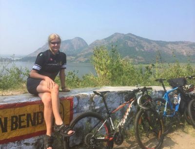 Sheena Hall Cycling on the  tour with redspokes